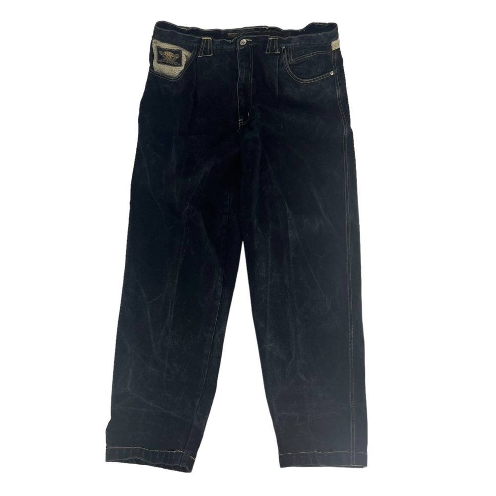Vintage Paco Jeans Mens 38x34 Black‎ Y2K Grunge Embroidered Hip Hop Skater Baggy